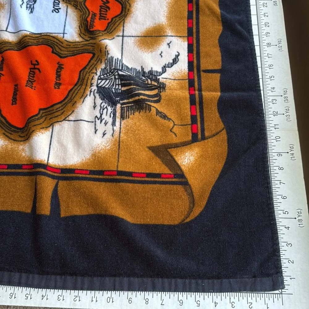 Vintage AJW Inc. Hawaiian Islands Souvenir Towel – Map Print – 100% Cotton